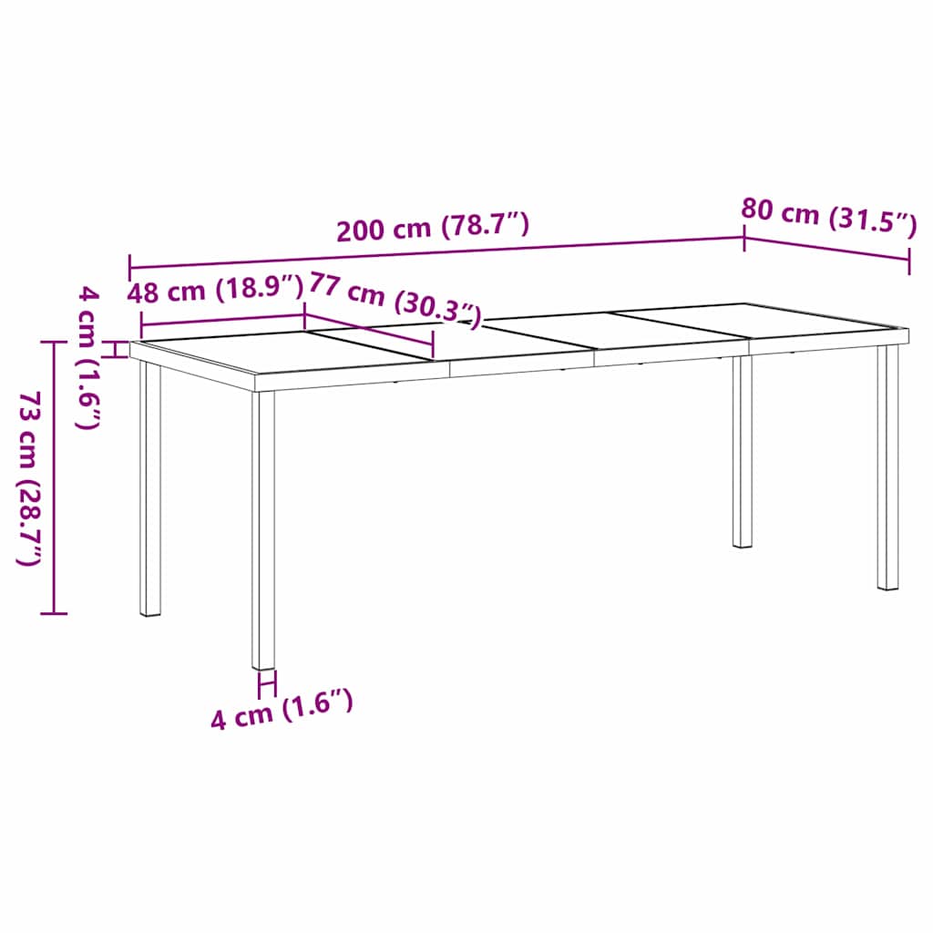 Garten Essgruppe 9 pcs Schwarz 200 x 80 x 73 cm