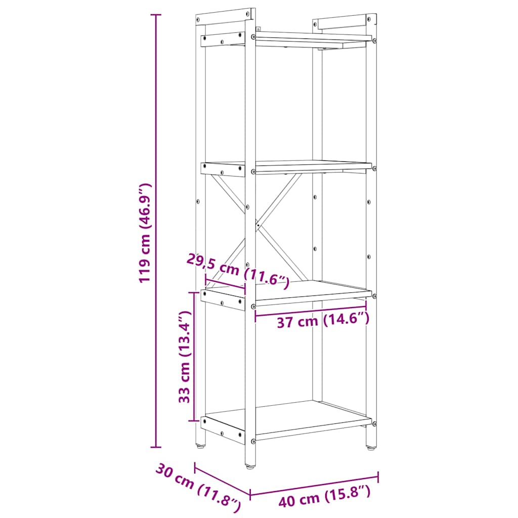 Bücherregal Altholz 40 x 30 x 119 cm Holzwerkstoff