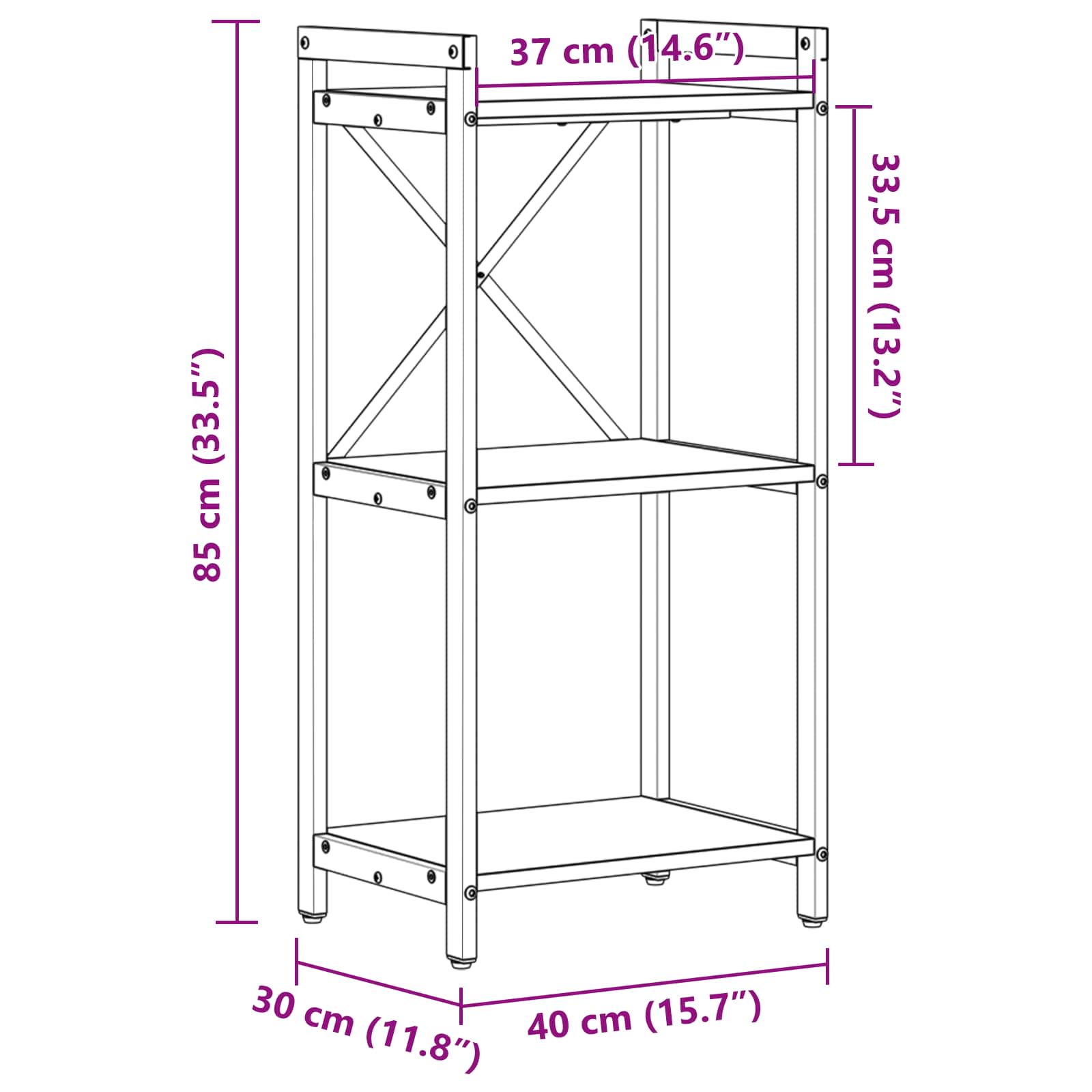 Bücherregal Sonoma-Eiche 40 x 30 x 85 cm Holzwerkstoff