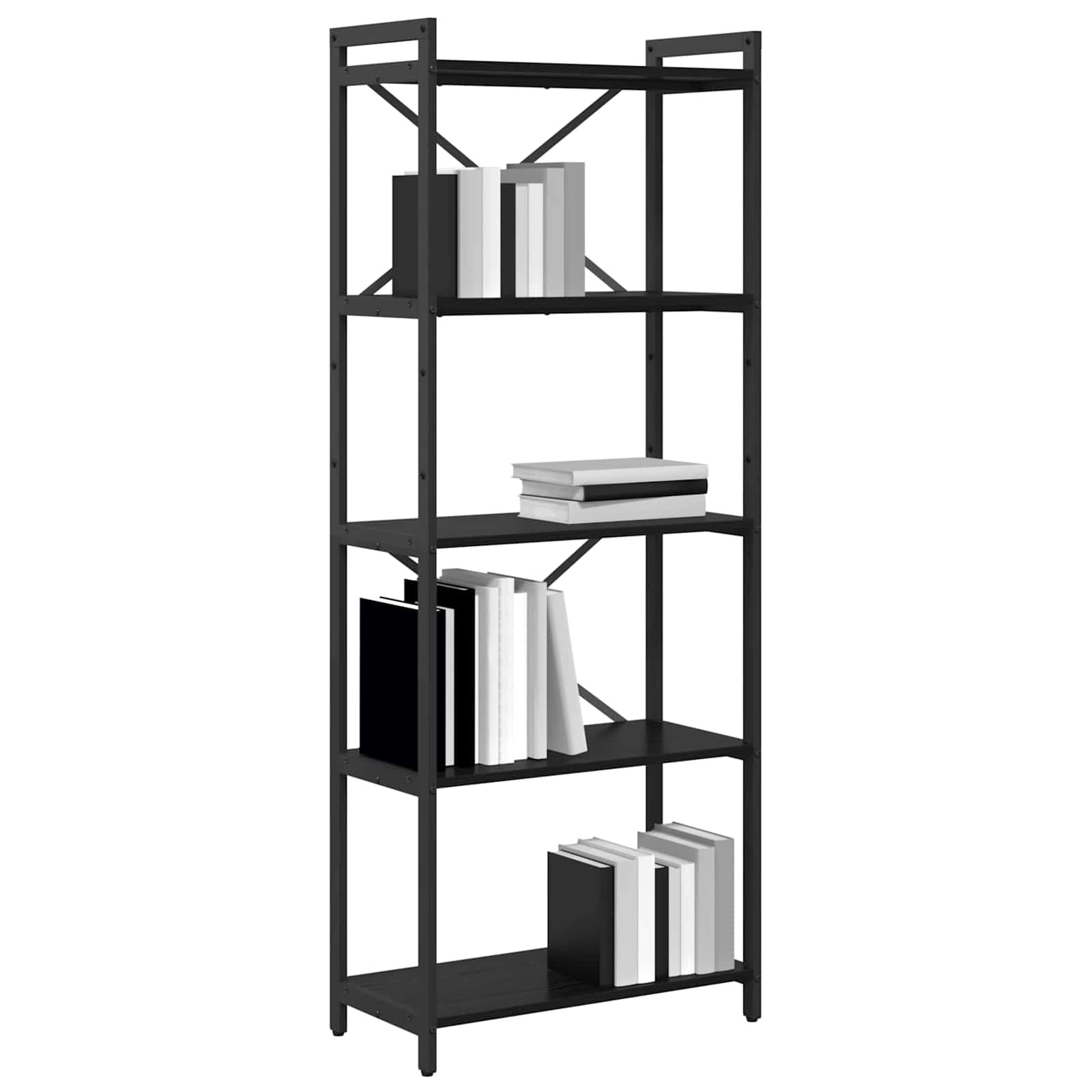 Bücherregal Schwarz Eichen-Optik 60 x 30 x 155 cm Holzwerkstoff