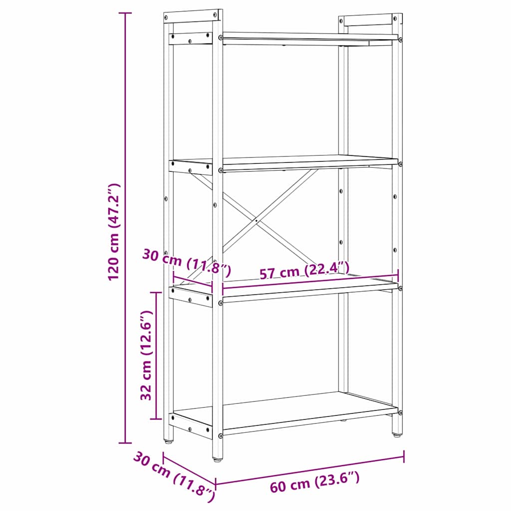 Bücherregal Altholz 60 x 30 x 120 cm Holzwerkstoff
