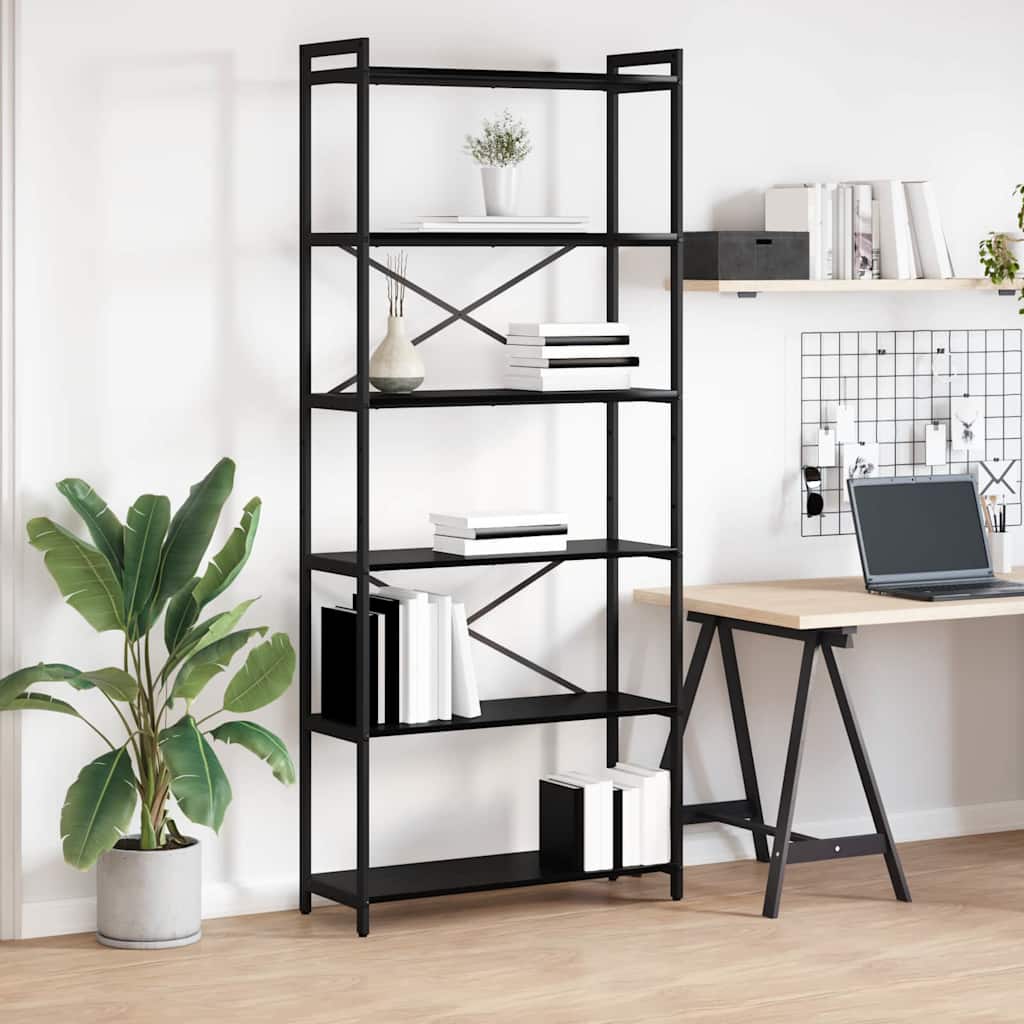 Bücherregal Schwarz Eichen-Optik 80 x 30 x 189,5 cm