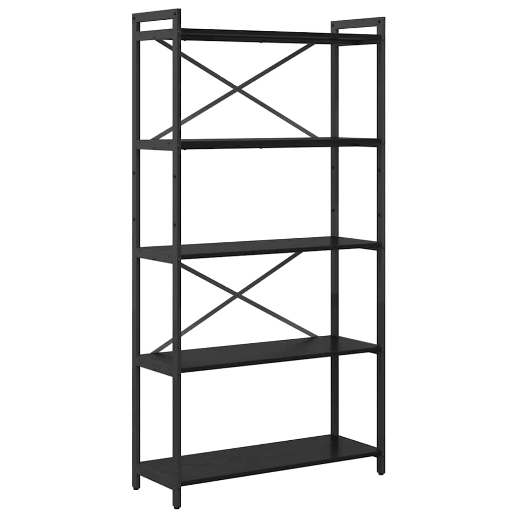Bücherregal Schwarz Eichen-Optik 80 x 30 x 155 cm Holzwerkstoff