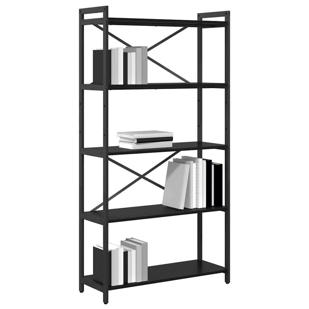 Bücherregal Schwarz Eichen-Optik 80 x 30 x 155 cm Holzwerkstoff