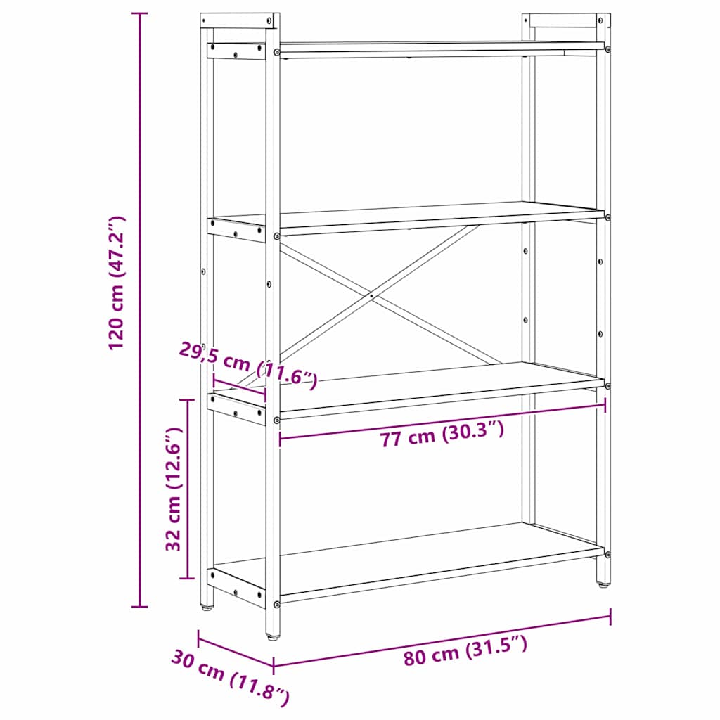 Bücherregal Altholz 80 x 30 x 120 cm Holzwerkstoff