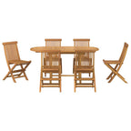 Garten Essgruppe 7 pcs Braun Massivholz Teak