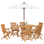 Garten Essgruppe 7 pcs Braun Massivholz Teak