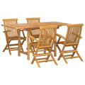 Garten Essgruppe 5 pcs Braun Massivholz Teak