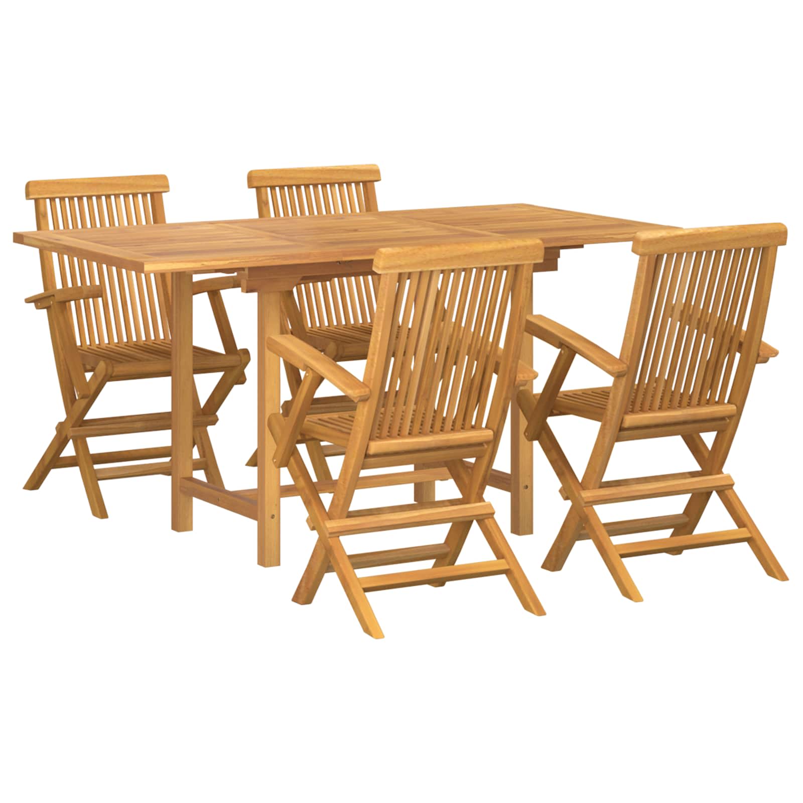 Garten Essgruppe 5 pcs Braun Massivholz Teak