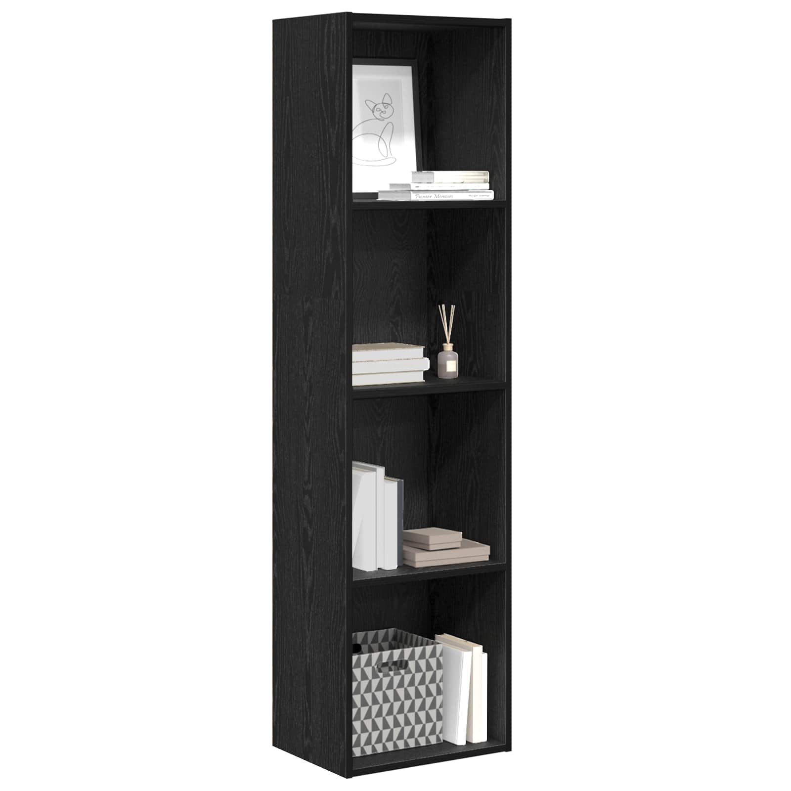Bücherregal Schwarz Eichen-Optik 40 x 30 x 152 cm Holzwerkstoff