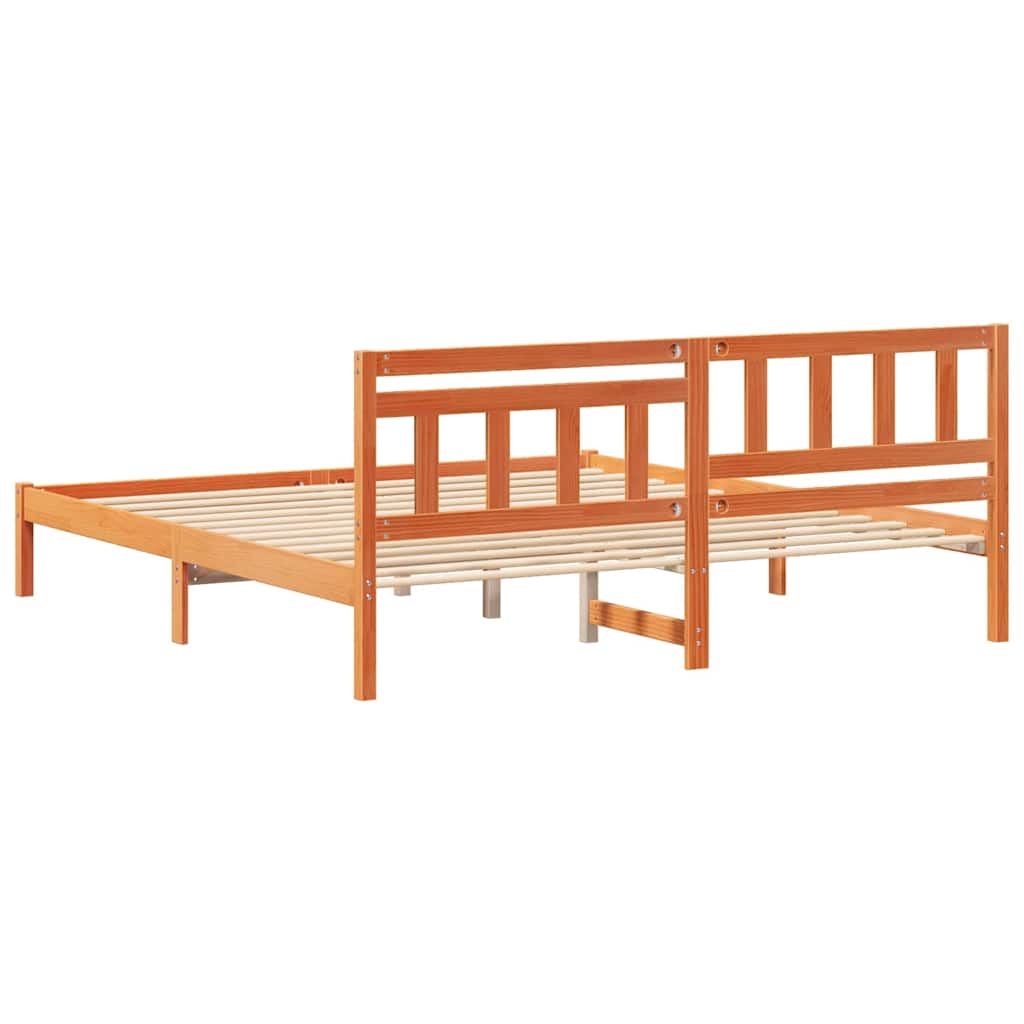 Bettrahmen Wachsbraun 200 x 200 cm Massives Kiefernholz