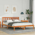 Bettrahmen Wachsbraun 120 x 200 cm Massives Kiefernholz