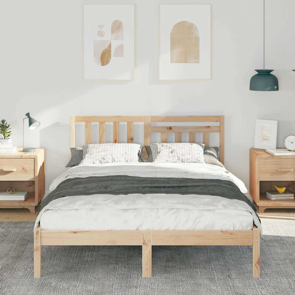 Bettrahmen mit Kopfteil Braun 140 x 190 cm Massives Kiefernholz