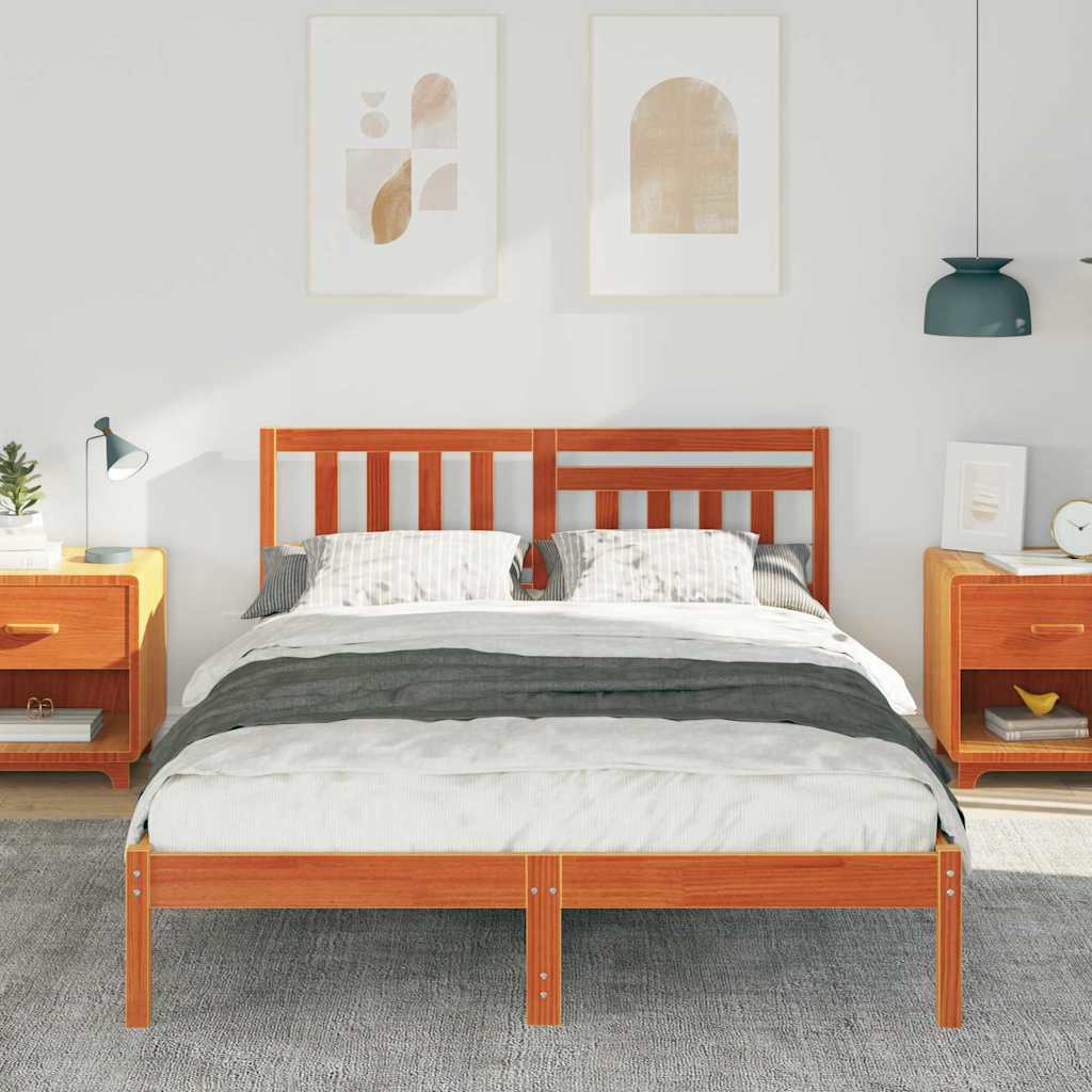Bettgestell Wachsbraun 135 x 190 cm Massivholz Kiefer