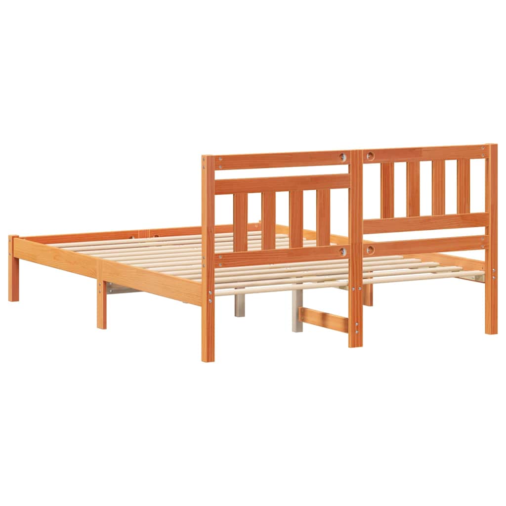 Bettgestell Wachsbraun 135 x 190 cm Massivholz Kiefer
