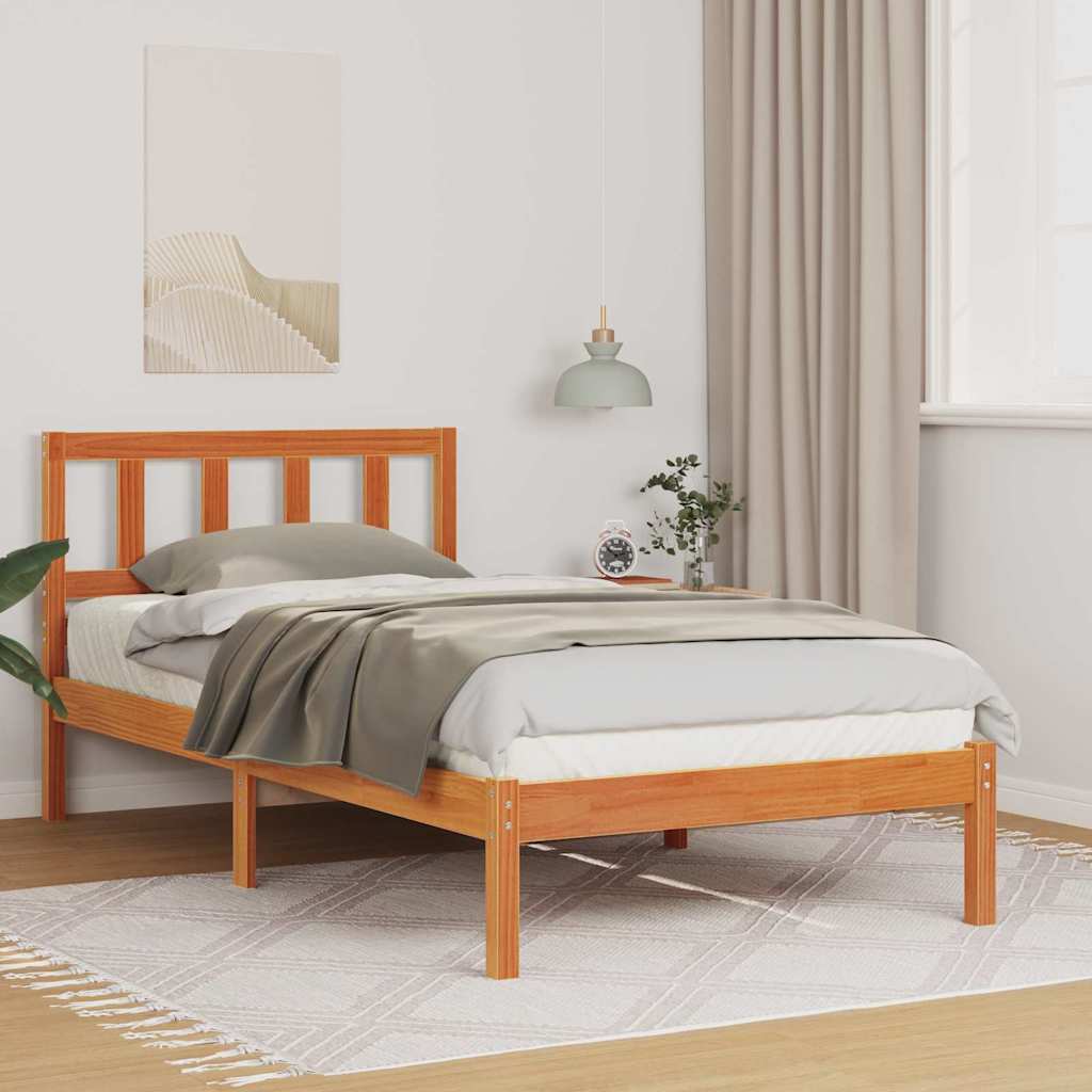 Bettrahmen Wachsbraun 90 x 190 cm Massives Kiefernholz
