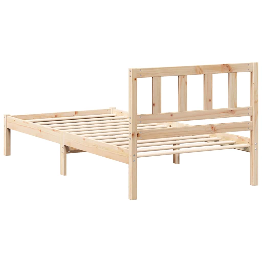 Bettrahmen mit Kopfteil Braun 75 x 190 cm Massives Kiefernholz