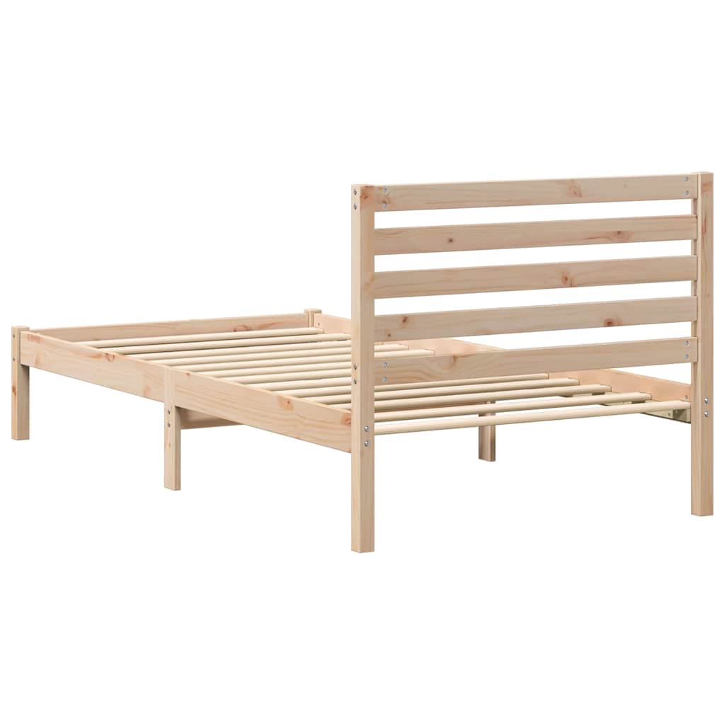 Bettrahmen mit Kopfteil Braun 90 x 190 cm Massives Kiefernholz