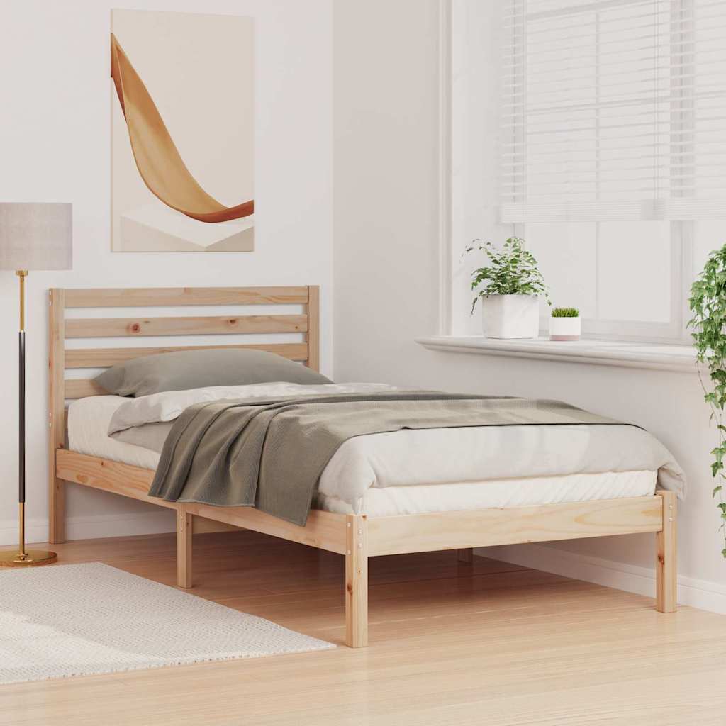 Bettrahmen mit Kopfteil Braun 75 x 190 cm Massives Kiefernholz