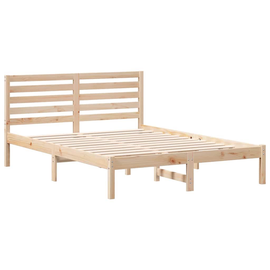 Bettrahmen mit Kopfteil Braun 140 x 190 cm Massives Kiefernholz