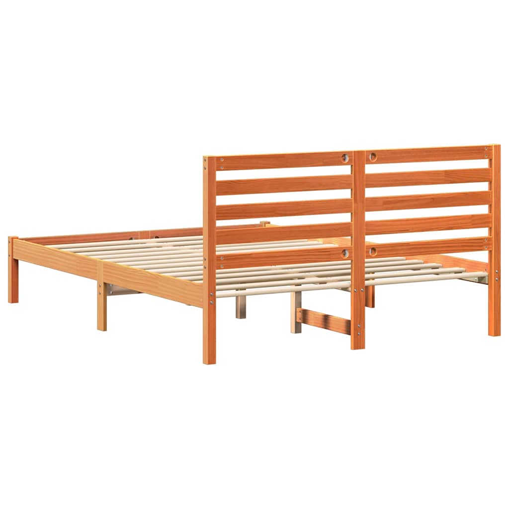 Bettrahmen Wachsbraun 140 x 190 cm Massives Kiefernholz