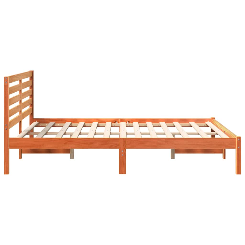 Bettrahmen Wachsbraun 135 x 190 cm Massives Kiefernholz