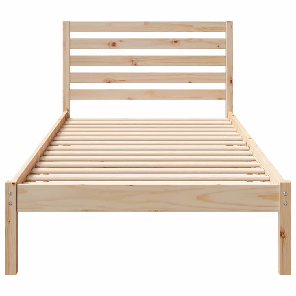 Bettrahmen mit Kopfteil Braun 80 x 210 cm Massives Kiefernholz