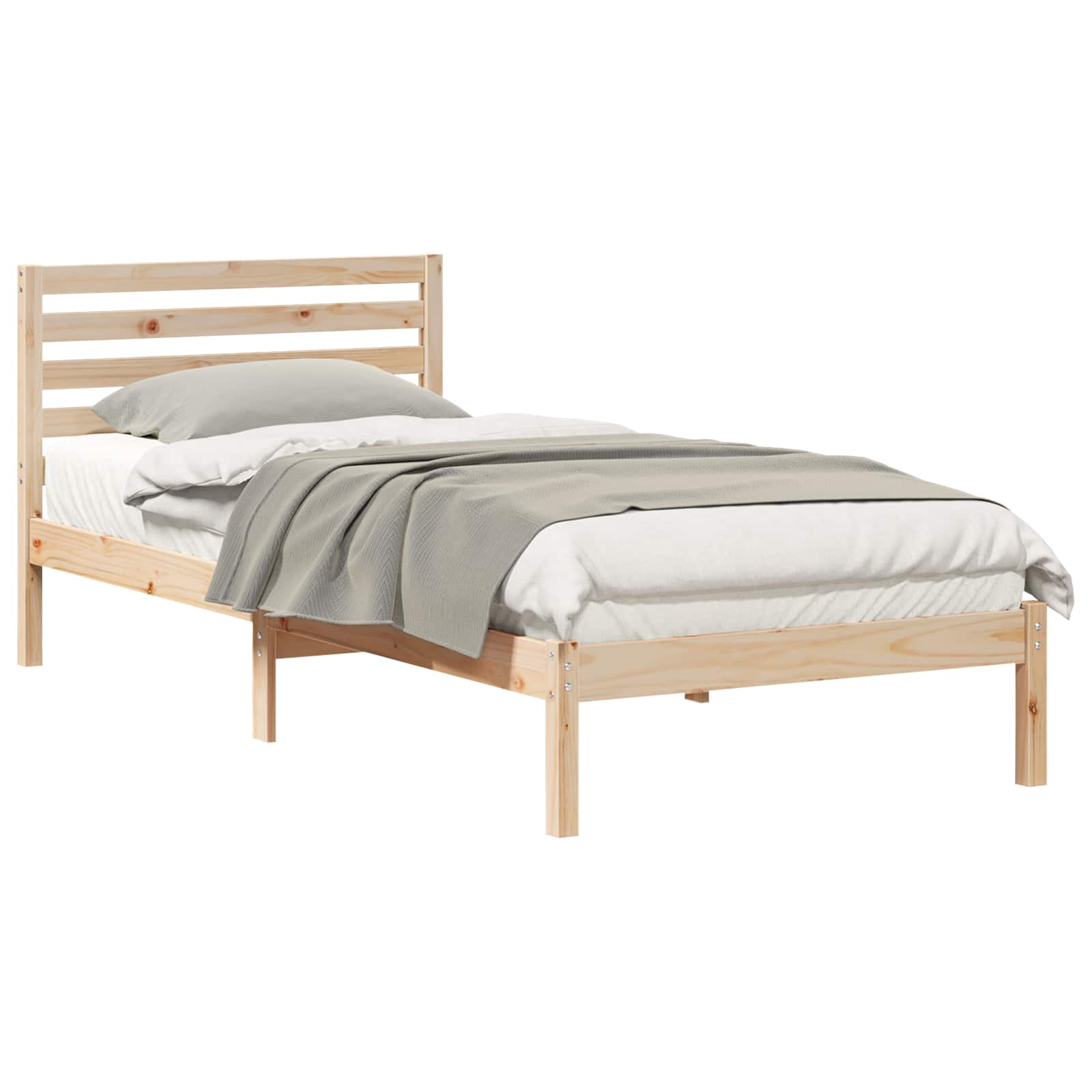 Bettrahmen mit Kopfteil Braun 90 x 210 cm Massives Kiefernholz
