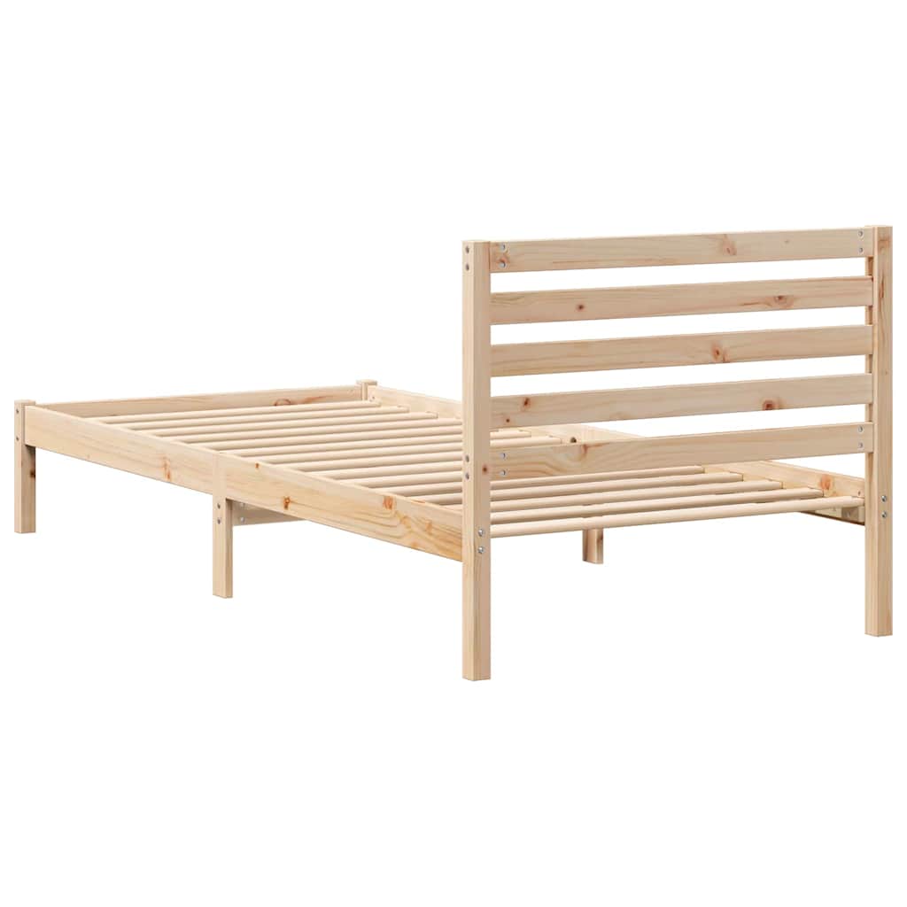 Bettrahmen mit Kopfteil Braun 90 x 210 cm Massives Kiefernholz