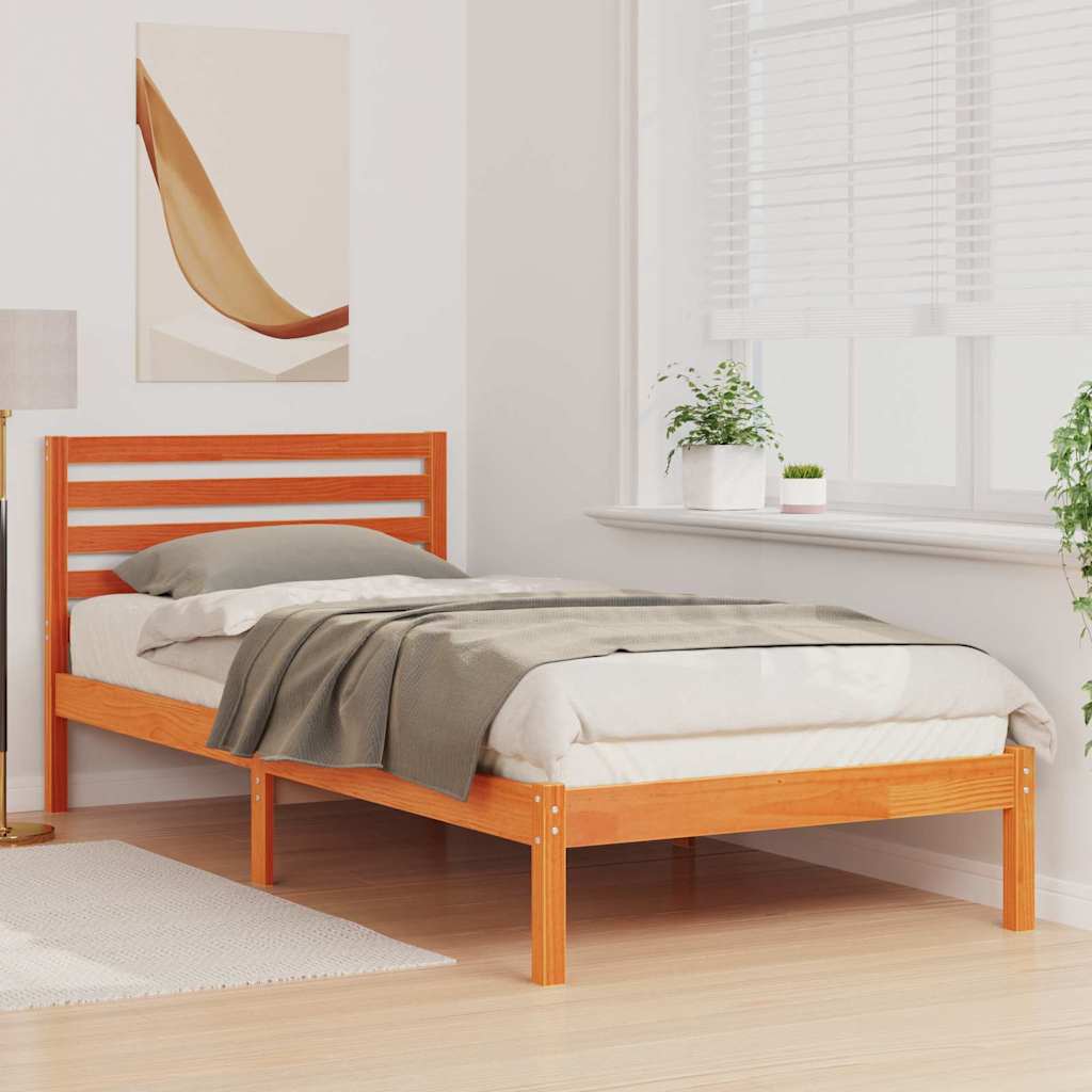 Bettrahmen Wachsbraun 90 x 210 cm Massives Kiefernholz