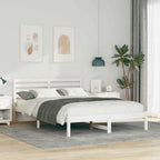 Bettrahmen mit Kopfteil Weiß 140 x 210 cm Massives Kiefernholz