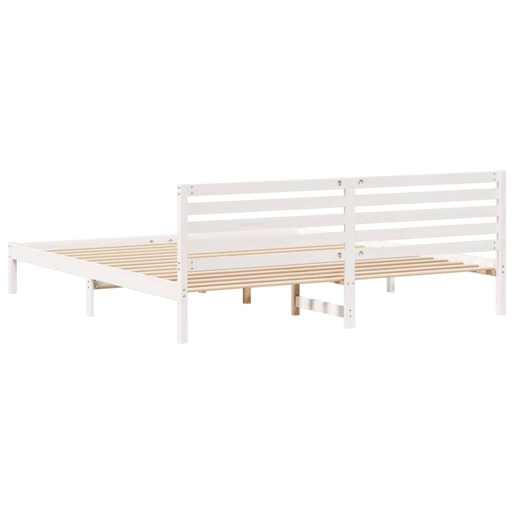 Bettrahmen mit Kopfteil Weiß 180 x 210 cm Massives Kiefernholz