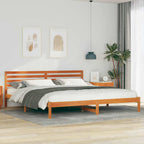 Bettrahmen Wachsbraun 200 x 210 cm Massives Kiefernholz