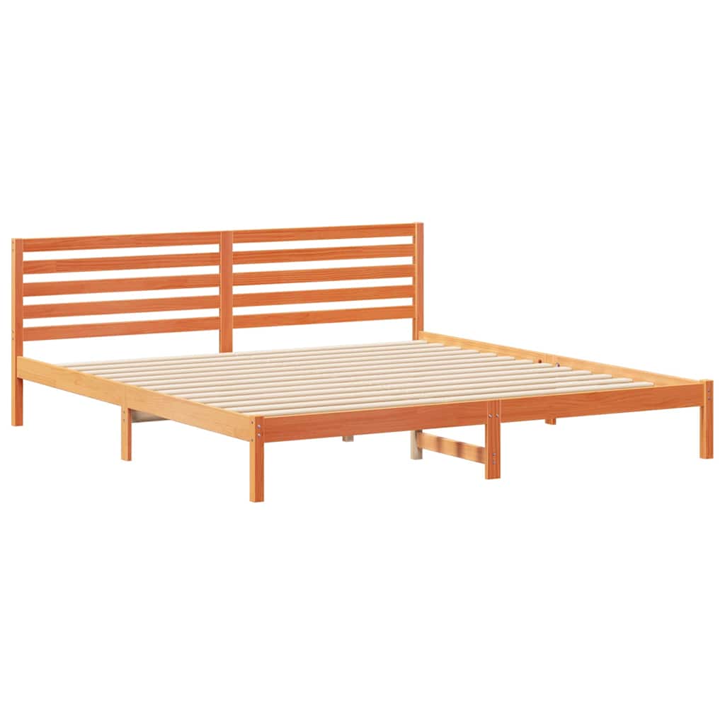 Bettrahmen Wachsbraun 200 x 210 cm Massives Kiefernholz