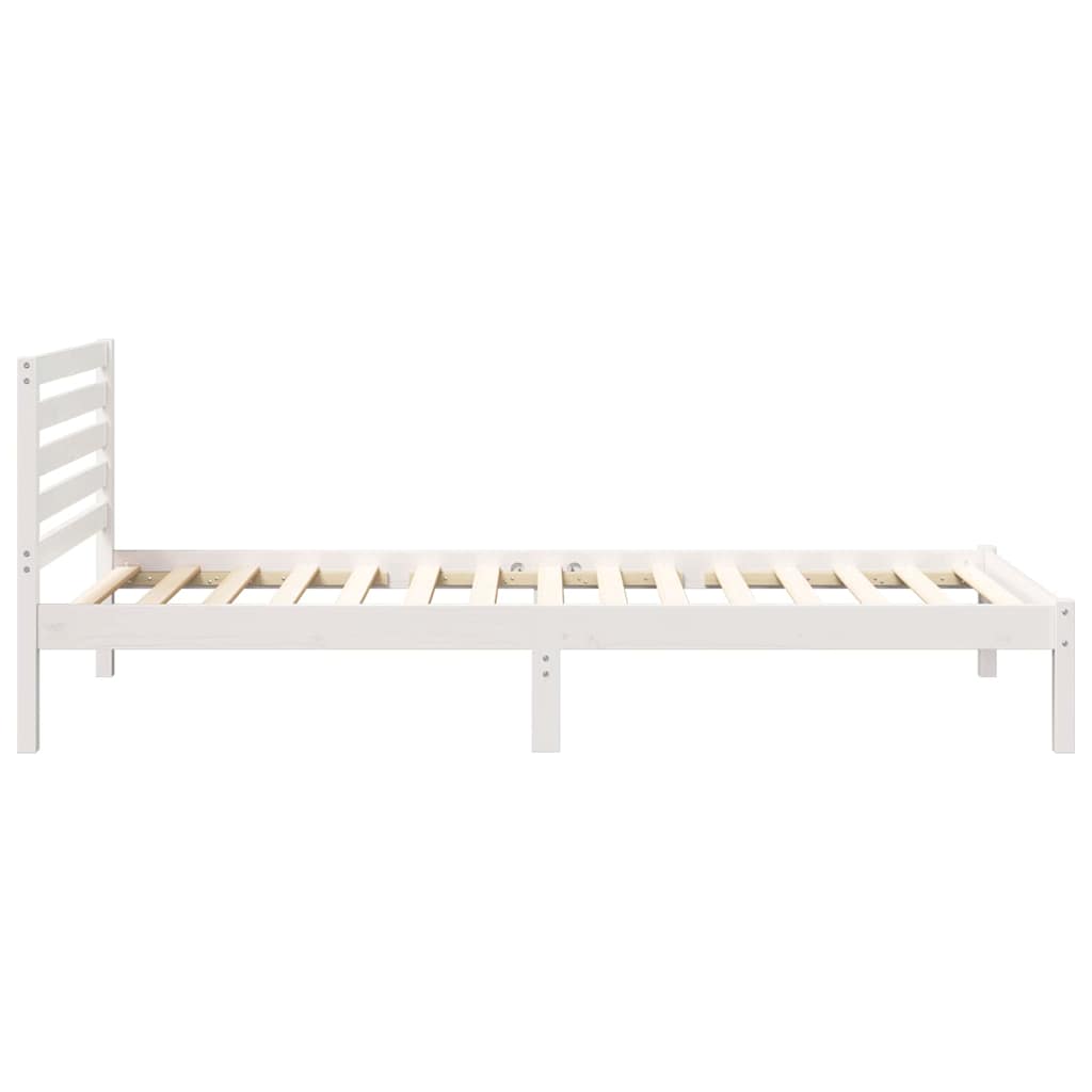 Bettrahmen mit Kopfteil Weiß 90 x 220 cm Massives Kiefernholz