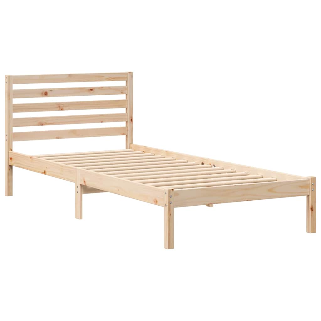 Bettrahmen mit Kopfteil Braun 100 x 220 cm Massives Kiefernholz