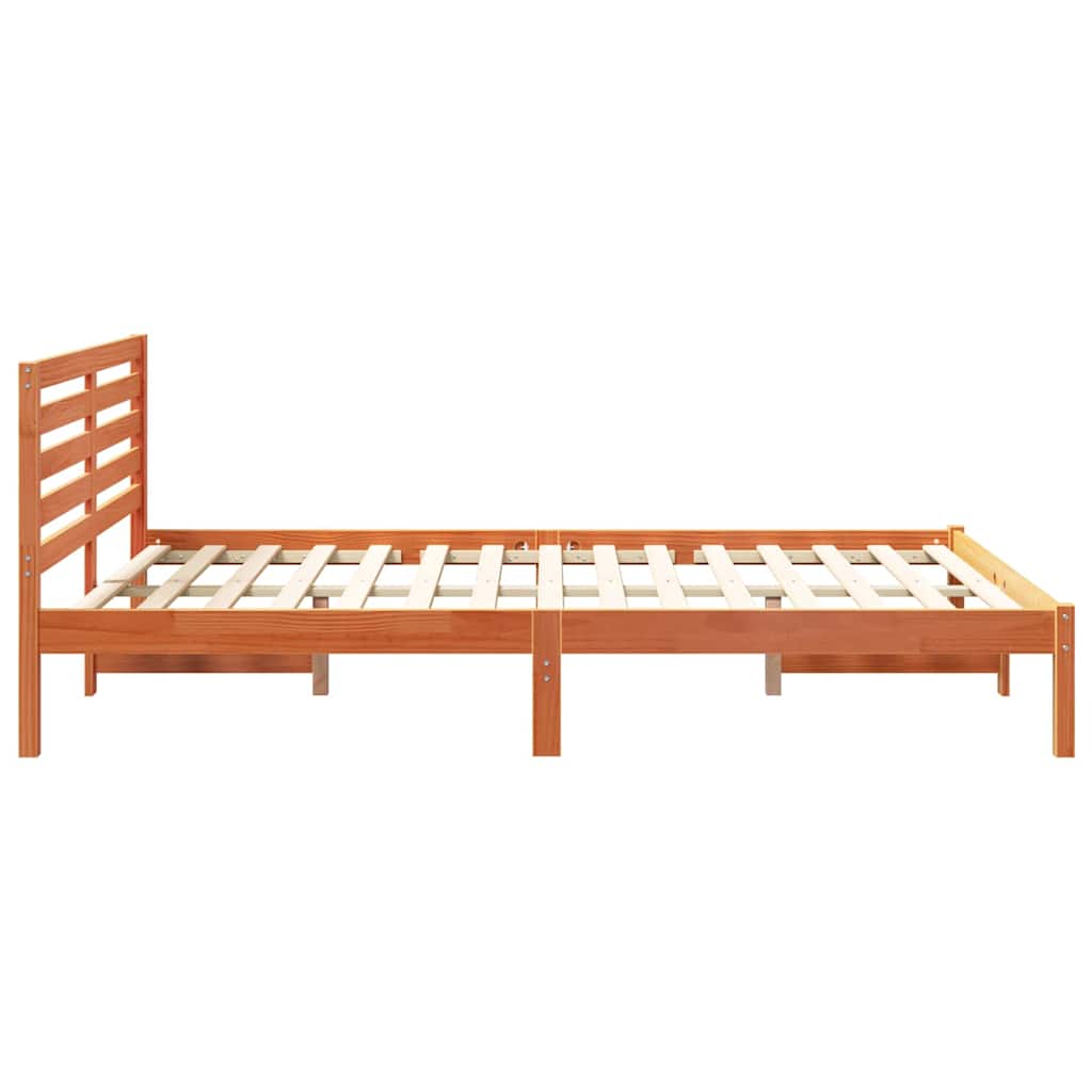 Bettrahmen Wachsbraun 140 x 220 cm Massives Kiefernholz