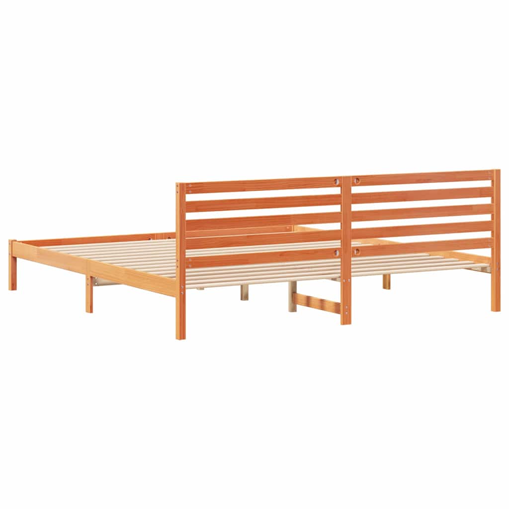 Bettrahmen Wachsbraun 180 x 220 cm Massives Kiefernholz