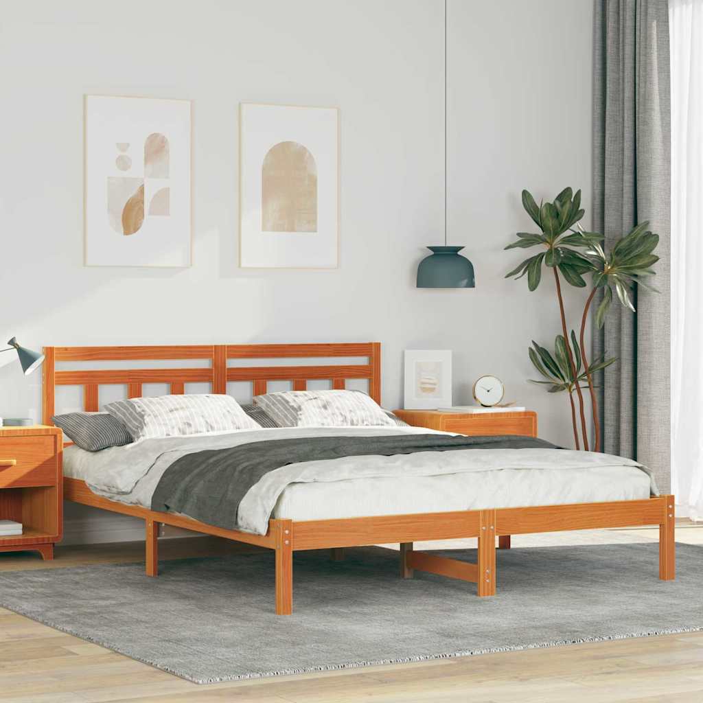 Bettrahmen Braun 160 x 200 cm Massives Kiefernholz