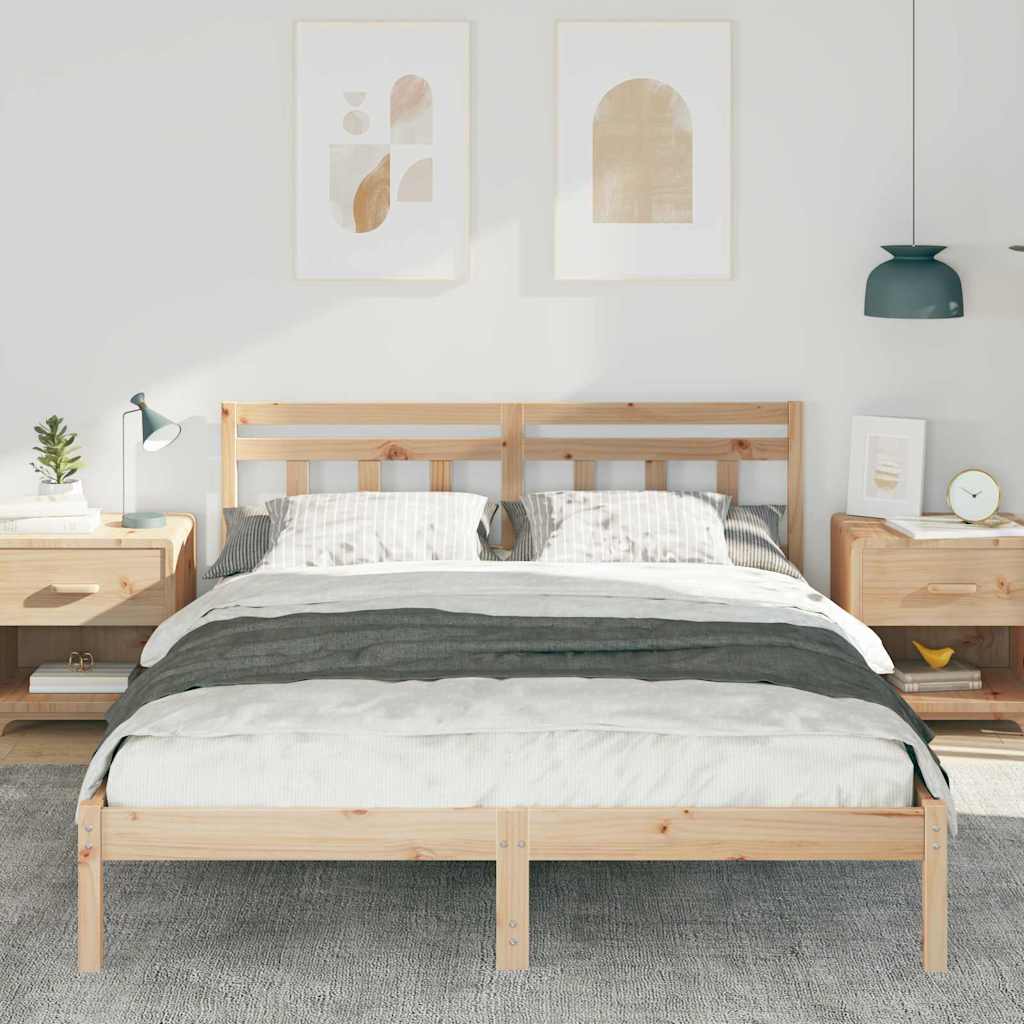 Bettrahmen Braun 150 x 200 cm Massives Kiefernholz