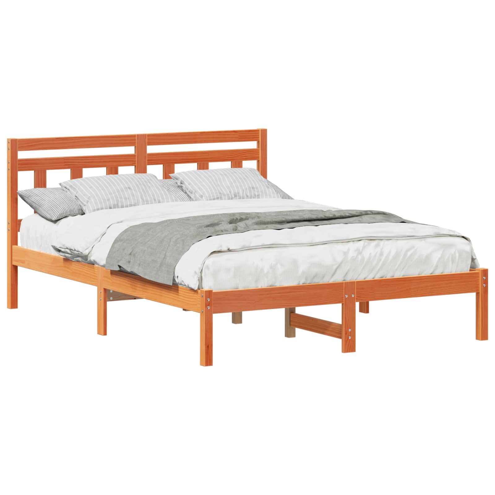 Bettrahmen Braun 120 x 190 cm Massives Kiefernholz