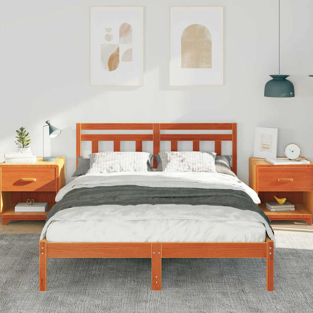Bettrahmen Braun 140 x 190 cm Massives Kiefernholz
