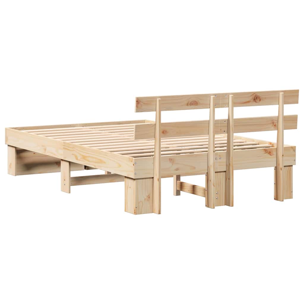 Bettrahmen mit Kopfteil Braun 140 x 190 cm Massives Kiefernholz