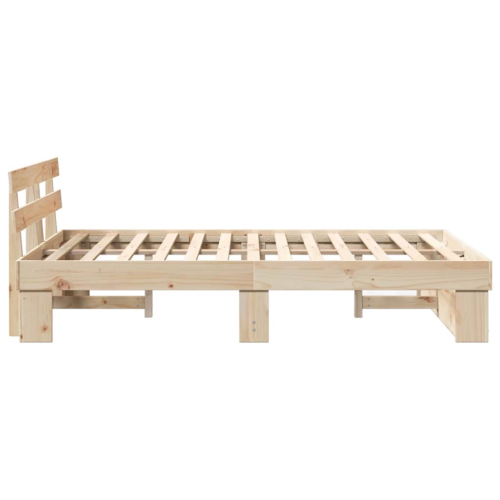 Bettrahmen mit Kopfteil Braun 140 x 190 cm Massives Kiefernholz