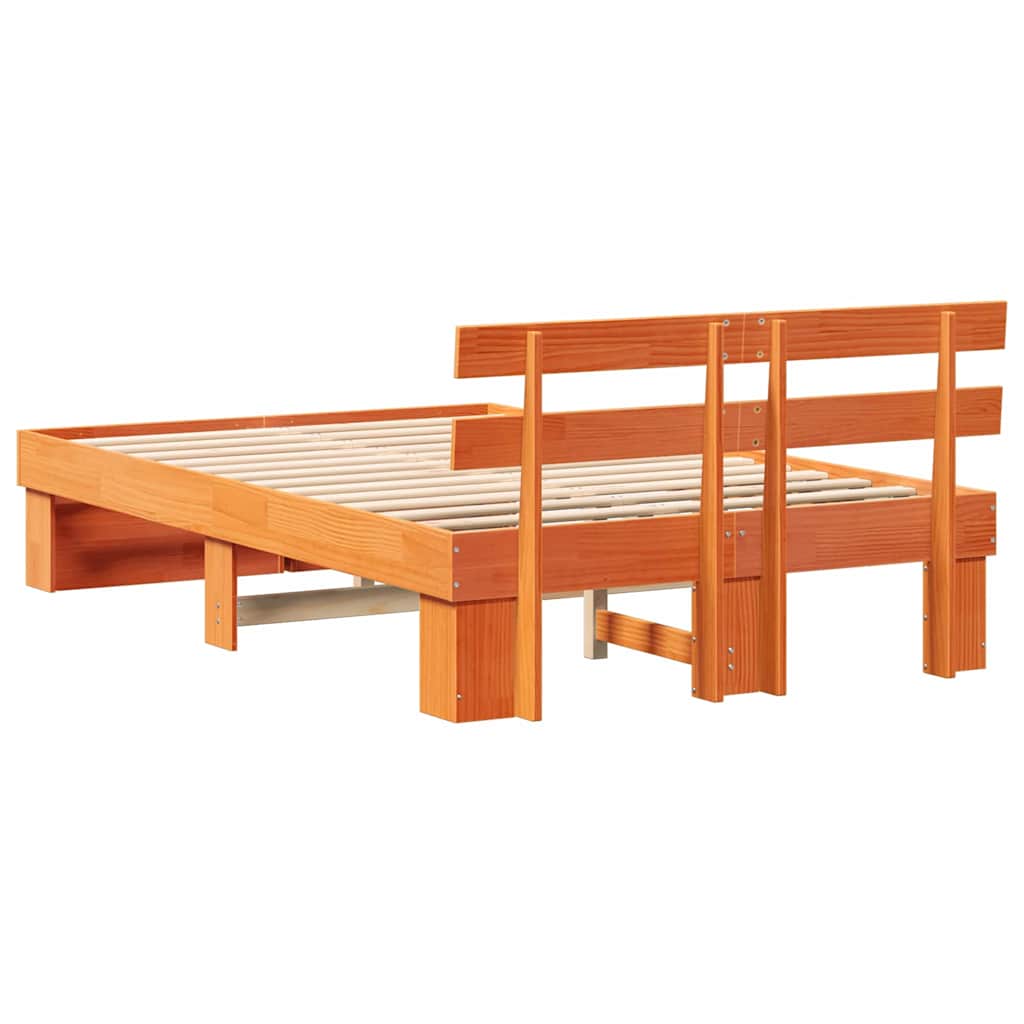 Bettrahmen Wachsbraun 140 x 190 cm Massives Kiefernholz