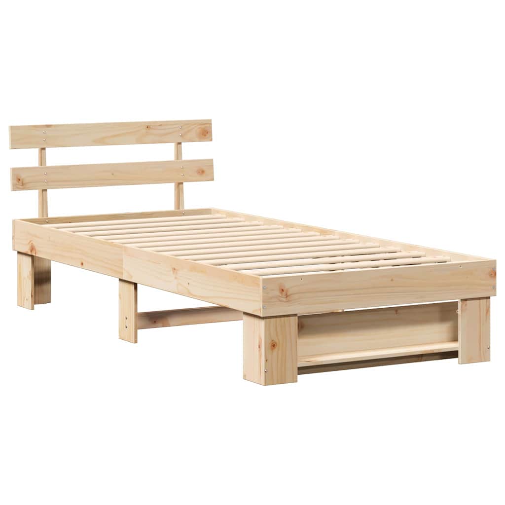 Bettrahmen mit Kopfteil Braun 75 x 190 cm Massives Kiefernholz