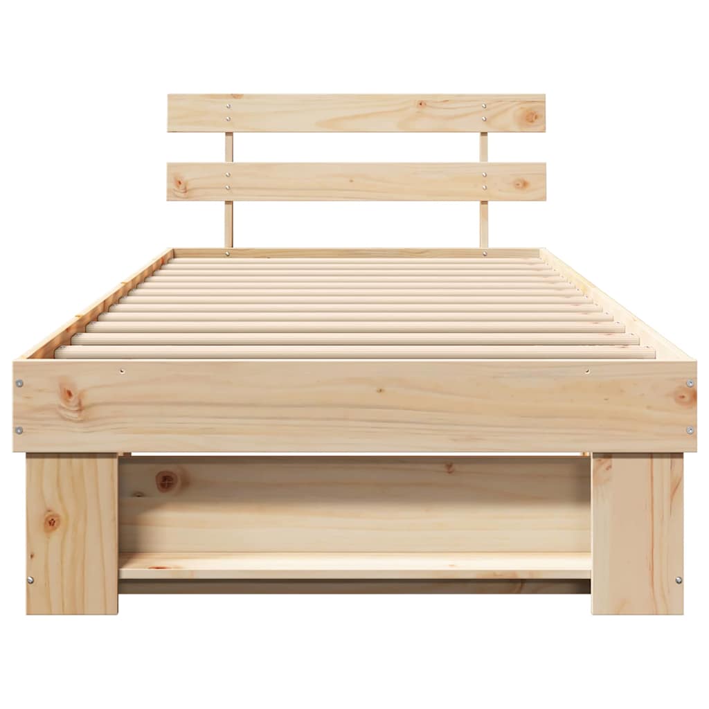 Bettrahmen mit Kopfteil Braun 75 x 190 cm Massives Kiefernholz