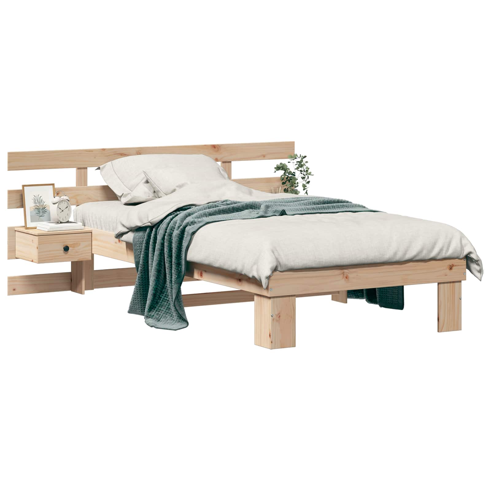 Bettrahmen mit Kopfteil Braun 75 x 190 cm Massives Kiefernholz