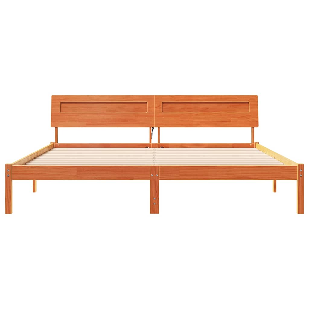 Bettrahmen Wachsbraun 180 x 200 cm Massives Kiefernholz