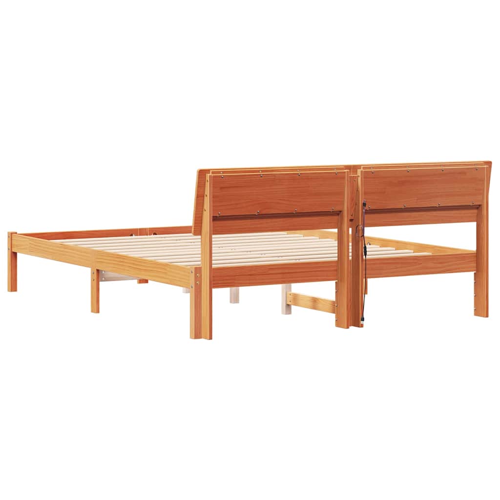 Bettrahmen Wachsbraun 160 x 200 cm Massives Kiefernholz